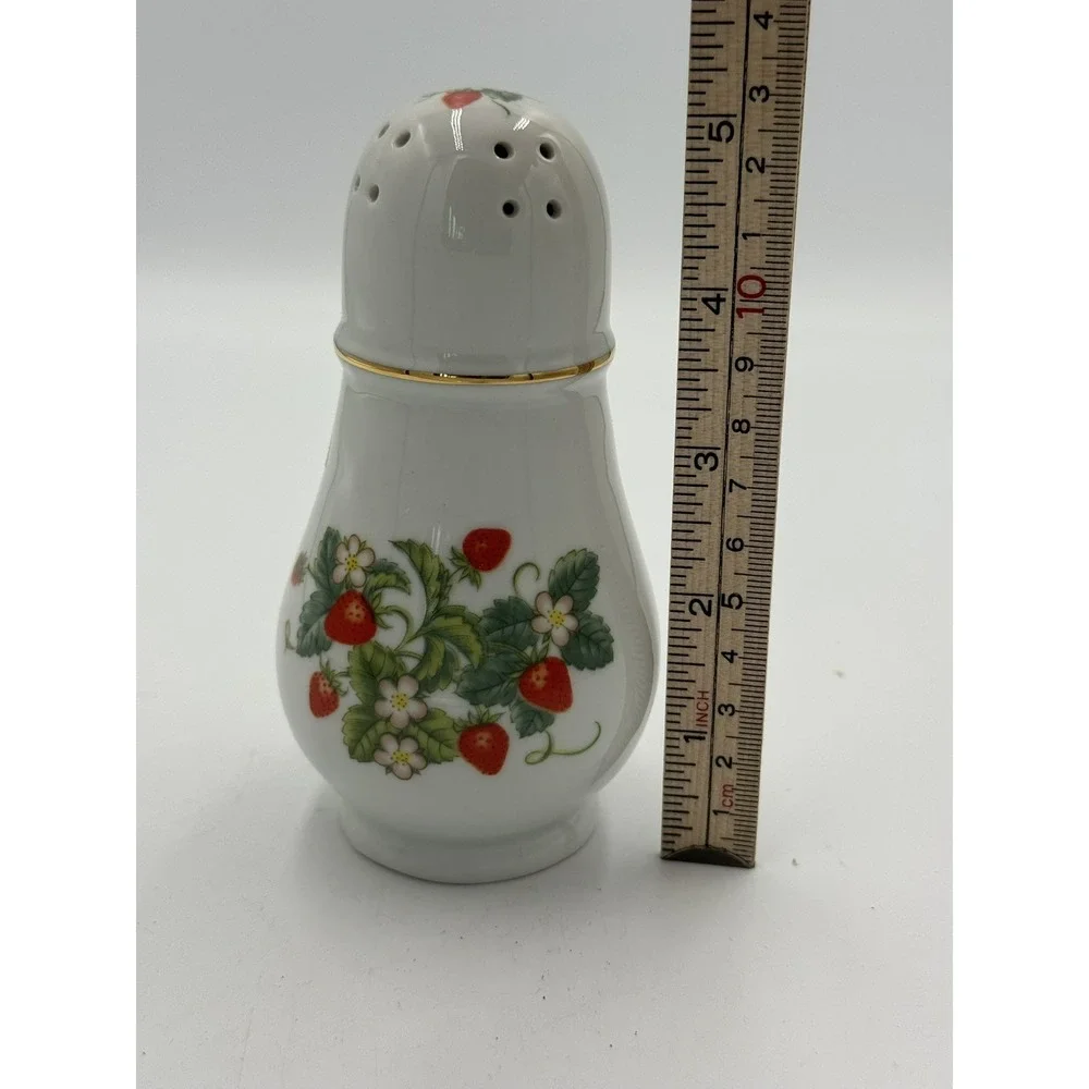 Vintage Avon Porcelain Sugar Shaker Strawberry Flower 22K gold trim